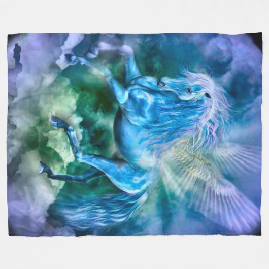 Majestätischer Pegasus-Fantasie-Pferdeplüsch Fleecedecke (Vorderseite (Horizontal))