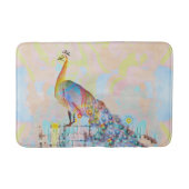 Majestätischer Pfau auf einem Zaun - abstrakt Badematte (Vorderseite)