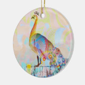 Majestätischer Pfau auf einem Zaun - abstrakt Keramik Ornament (Links)