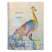 Majestätischer Pfau auf einem Zaun - abstrakt Notizblock (Vorderseite)