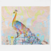 Majestätischer Pfau auf einem Zaun - abstrakte Kun Fleecedecke (Vorderseite (Horizontal))