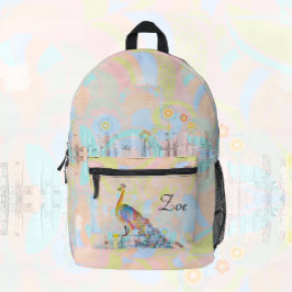 Majestätischer Pfau auf einem Zaun - abstrakter Br Bedruckter Rucksack