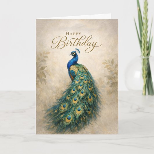 Majestätischer Pfau Geburtstags Eleganz Karte (Vorderseite)
