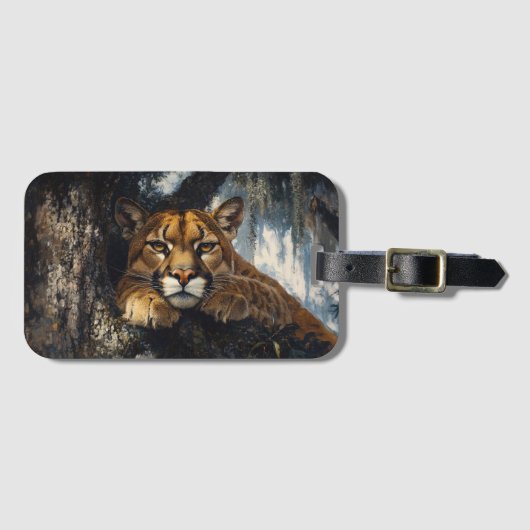 Majestätischer Puma im Wald Gepäckanhänger (Vorderseite (Horizontal))