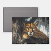 Majestätischer Puma im Wald Magnet (Vorderseite/Rückseite)