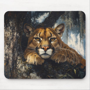 Majestätischer Puma im Wald Mousepad