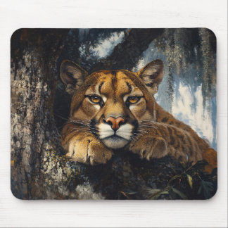 Majestätischer Puma im Wald Mousepad