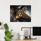 Majestätischer Puma im Wald Poster (Heimbüro)