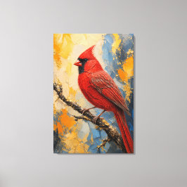 Majestätischer Roter Kardinal Luxus-Impasto-Leinwa Leinwanddruck