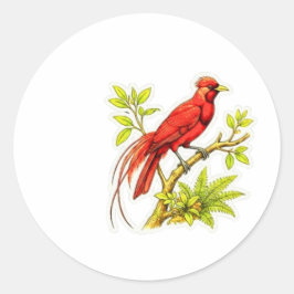Majestätischer roter Paradiesvogel Art - Ikonische Runder Aufkleber
