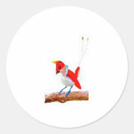 Majestätischer roter Paradiesvogel-Aufkleber - Ind Runder Aufkleber
