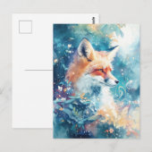 Majestätischer Rotfuchs auf Teal-blühender Botanis Postkarte (Vorne/Hinten)