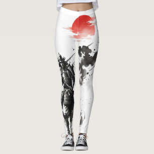 Majestätischer Samurai-Krieger Tuschmalerei-Kunst Leggings