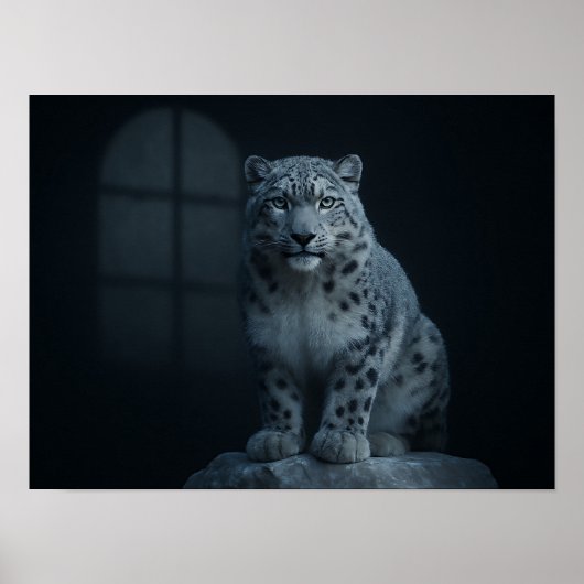 Majestätischer Schneeleopard im launischen Mondlic Poster (Vorne)