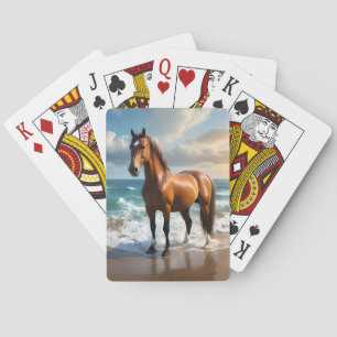 **"Majestätischer Schritt: Stolzes braunes Pferd a Spielkarten