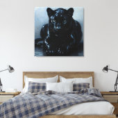 Majestätischer Schwarzer Panther – Malerei Porträt Leinwanddruck (Insitu (Schlafzimmer))