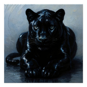 Majestätischer Schwarzer Panther – Malerei Porträt Poster