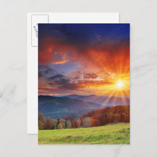 Majestätischer Sonnenaufgang in der Bergwelt Postkarte (Vorne/Hinten)