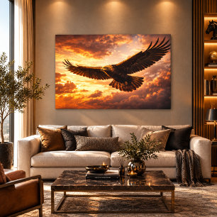 Majestätischer Steinadler – Flug am dramatischen H Leinwanddruck