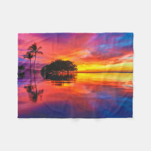Majestätischer Strand des Sonnenuntergang- Fleecedecke