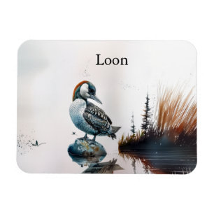 Majestätischer Taucher auf einem Felsen Wasserfarb Magnet