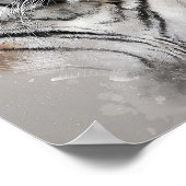 majestätischer Tigerkopf mit Aquarellmalerei Poster (Ecke)