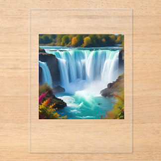Majestätischer Türkis-Wasserfall | Herbstliche Nat Acryleinladungen