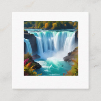 Majestätischer Türkis-Wasserfall | Herbstliche Nat Begleitkarte