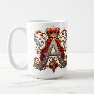 Majestätischer verzierter Buchstabe A mit Krone Kaffeetasse