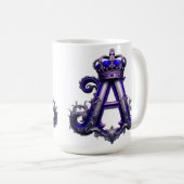 Majestätischer verzierter Buchstabe A mit Krone Kaffeetasse (VorderseiteRechts)