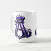 Majestätischer verzierter Buchstabe A mit Krone Kaffeetasse (Vorderseite Links)