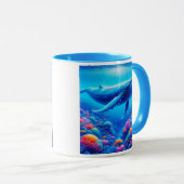 Majestätischer Wal schwimmt in einem Riff. Tasse (VorderseiteRechts)