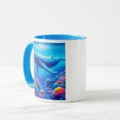 Majestätischer Wal schwimmt in einem Riff. Tasse (Vorderseite Links)