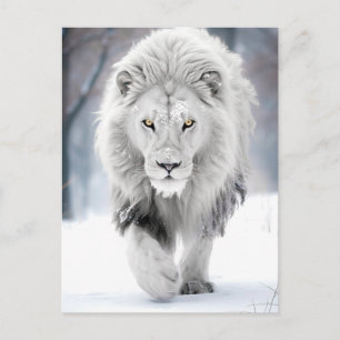 Majestätischer Weißer Löwe im Winter Wonderland De Postkarte
