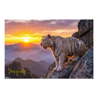 Majestätischer Weißer-Tiger-Sonnenuntergang  Fotodruck