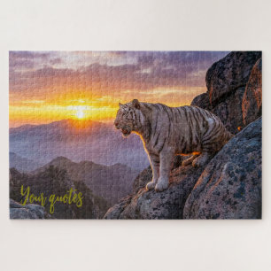Majestätischer Weißer-Tiger-Sonnenuntergang Puzzle