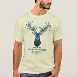 Majestätischer Winter-Wunderland-Hirsch-Feiertags- T-Shirt