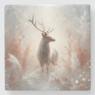 Majestätischer Winterhirsch-Getränkeuntersetzer Steinuntersetzer