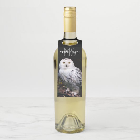 Majestätischer Winterschneeauuler Monogramm-indivi Flaschenanhänger (Auf Flasche)