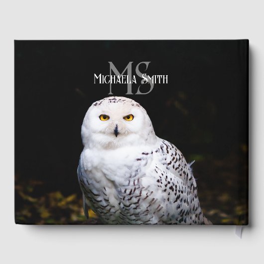 Majestätischer Winterschneeauuler Monogramm-indivi Gästebuch (Rückseite)