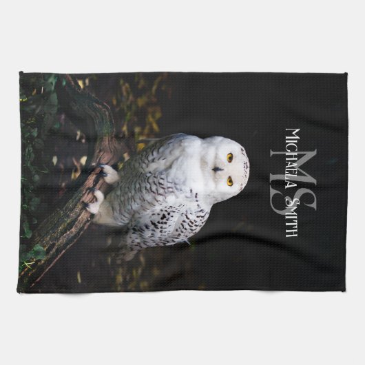 Majestätischer Winterschneeauuler Monogramm-indivi Geschirrtuch (Horizontal)