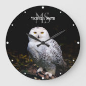 Majestätischer Winterschneeauuler Monogramm-indivi Große Wanduhr (Vorderseite)