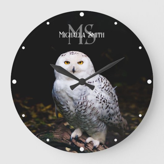 Majestätischer Winterschneeauuler Monogramm-indivi Große Wanduhr (Vorderseite)