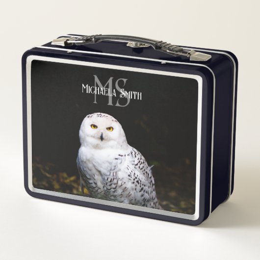 Majestätischer Winterschneeauuler Monogramm-indivi Metall Brotdose (Rückseite)