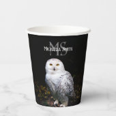 Majestätischer Winterschneeauuler Monogramm-indivi Pappbecher (Rückseite)