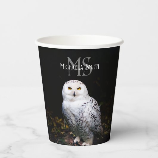 Majestätischer Winterschneeauuler Monogramm-indivi Pappbecher (Rückseite)