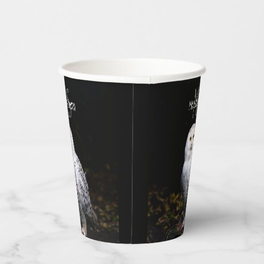 Majestätischer Winterschneeauuler Monogramm-indivi Pappbecher (Rechts)