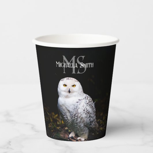 Majestätischer Winterschneeauuler Monogramm-indivi Pappbecher (Vorderseite)