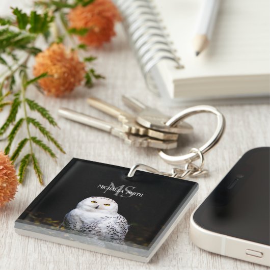 Majestätischer Winterschneeauuler Monogramm-indivi Schlüsselanhänger (Vorderseite rechts)