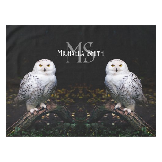 Majestätischer Winterschneeauuler Monogramm-indivi Tischdecke (Vorderseite (Horizontal))